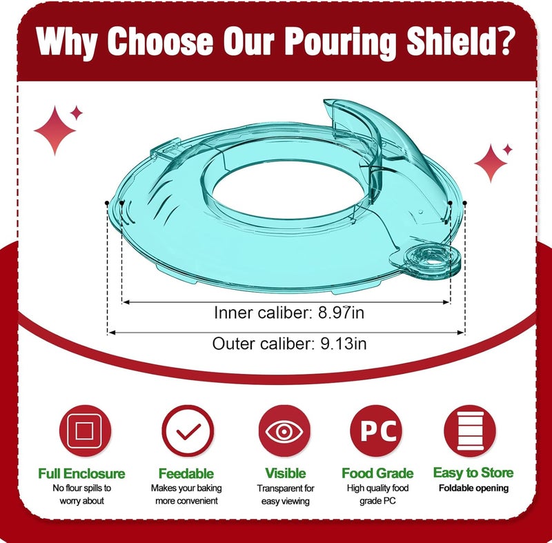 JAYOBGO Pouring Shield for KitchenAid Tilt Head 4.5-5QT Mixer Stainless Steel Bowls (Only),Food Grade Pouring Shield Mixers Bowl Cover Splash Guard for Kitchen aid Accessories and Attachments,Upgraded - Image 2